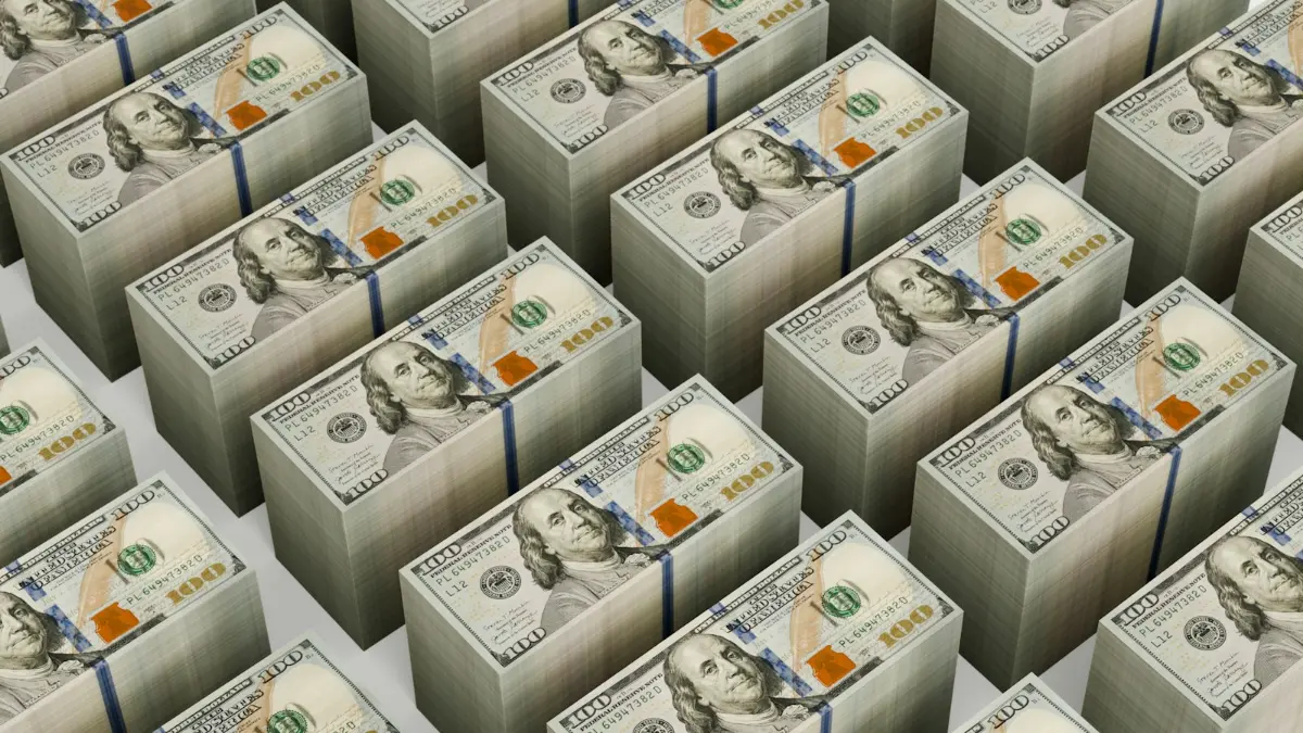Neatly stacked banknotes