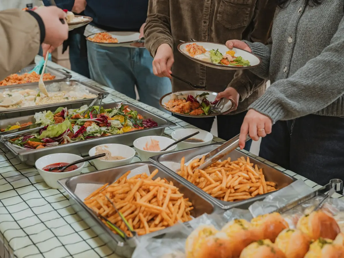 A generous spread of freshly prepared food